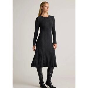 New! Quince Wm’s Mongolian Cashmere Luxury  Wide-Rib Midi Dress Sz M#112